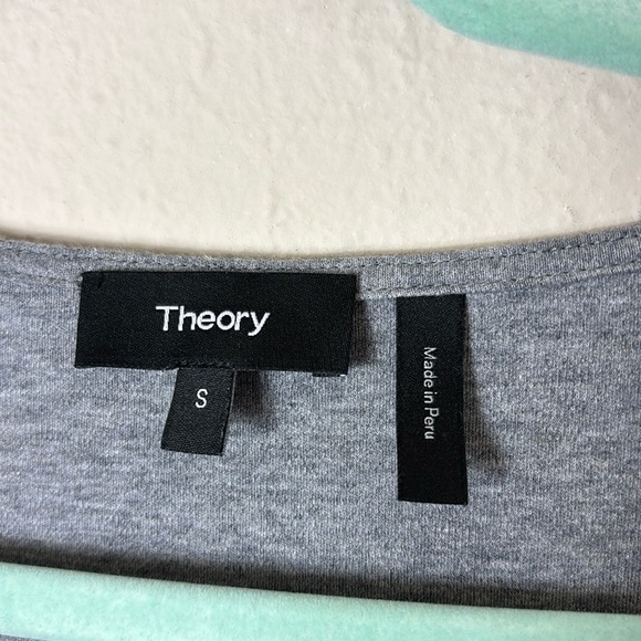 Theory Saydi Classic Tee Shirt Dress Gray And White Cotton Size Small - Picture 4 of 9